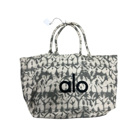NWT ALO Yoga Gray Tie-Dye Canvas Cotton Large Tote Bag For Travel & Gym Carry-On - Picture 1 of 5